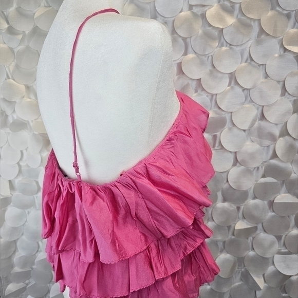 Pink Ruffled One-Shoulder Crop Top - Picture 5 of 5